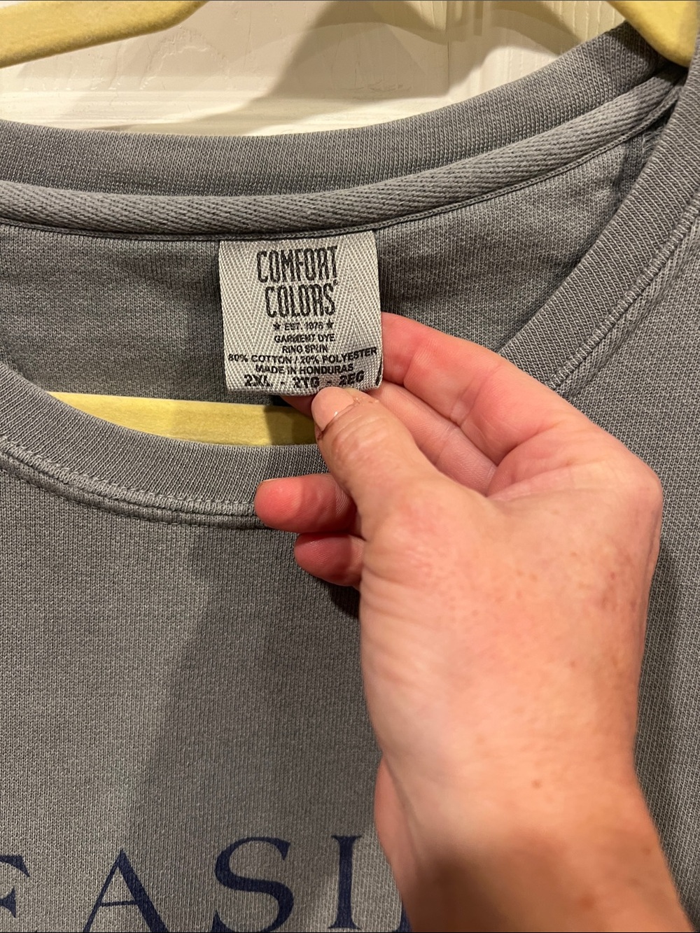 Iconic SEASIDE Men's Crewneck Sweatshirt in Gray with Navy Text - Picture 2 of 9